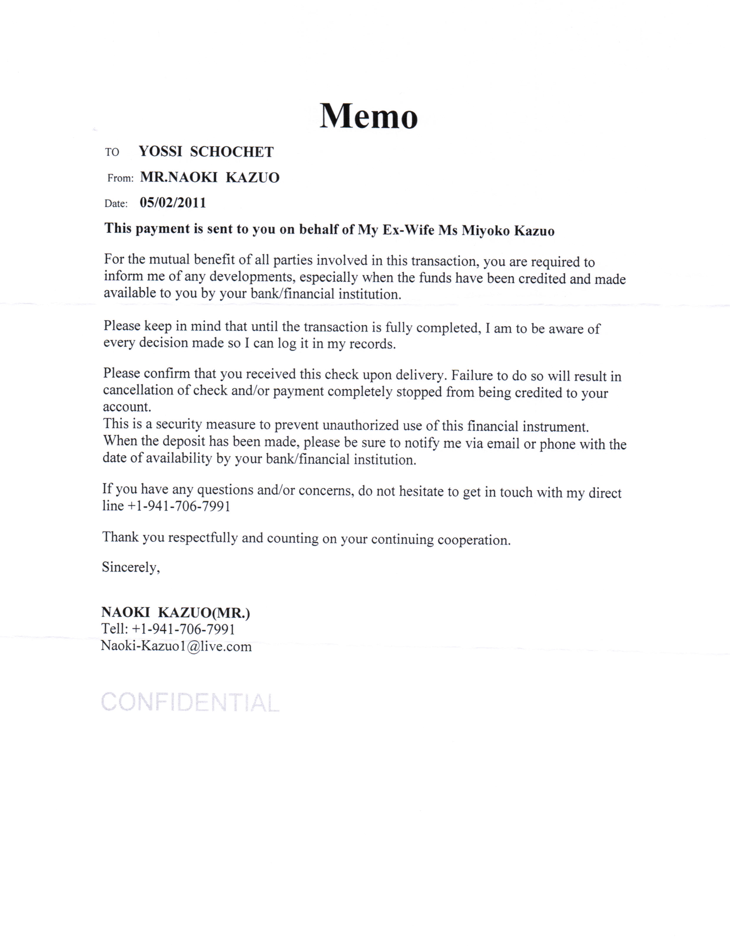 Kazuo cheque memo AvoidAClaim Claims Prevention & Practice